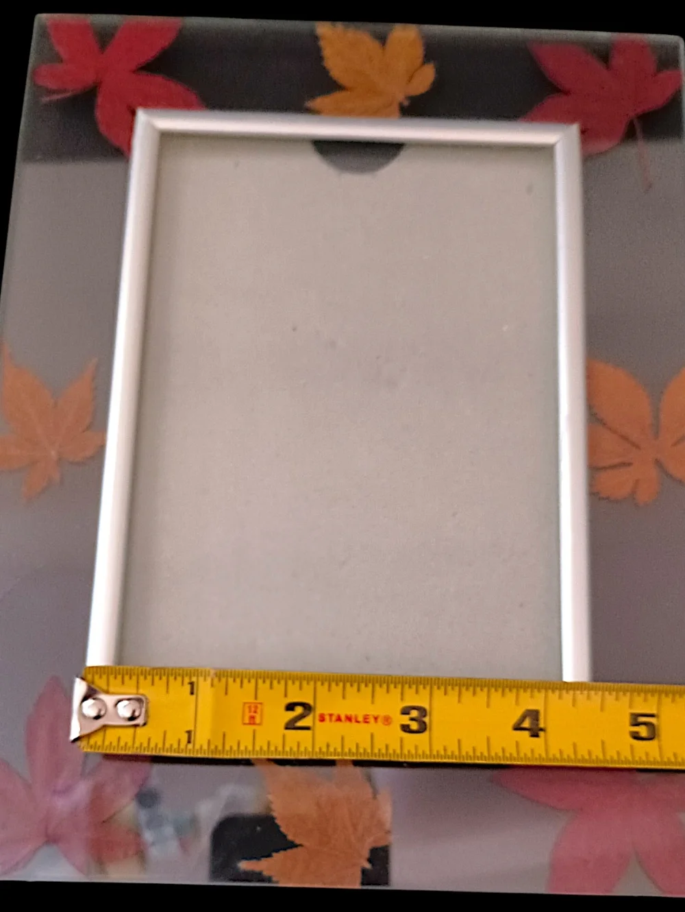 Vtg Dried Pressed Leaf Picture Photo Frame Lead Glass‎ Maple Leaves Farmhouse